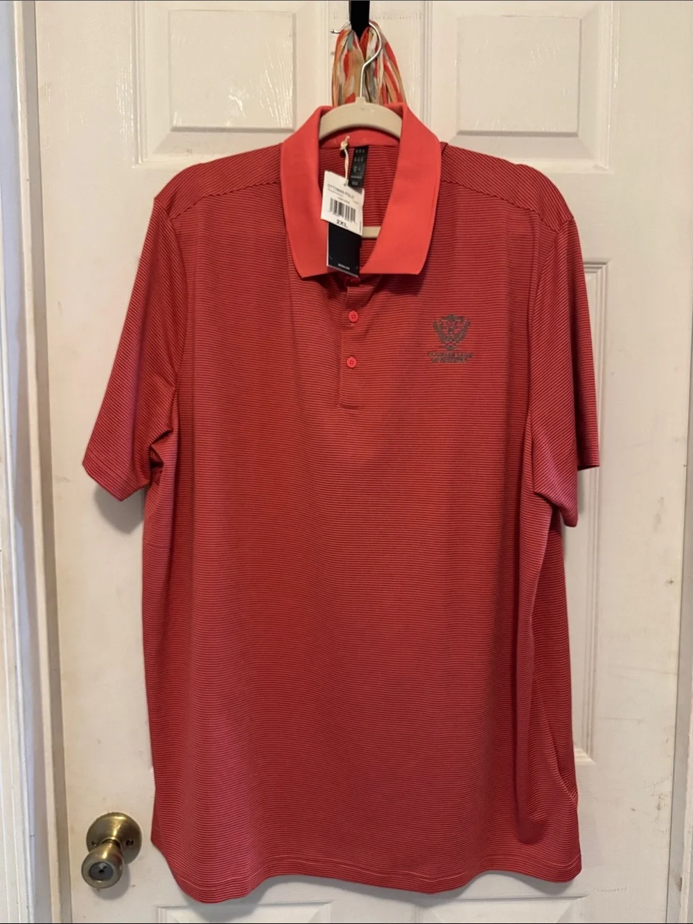 adidas Coral Short-Sleeve Polo with Roswell Country Club Embroidered Crest